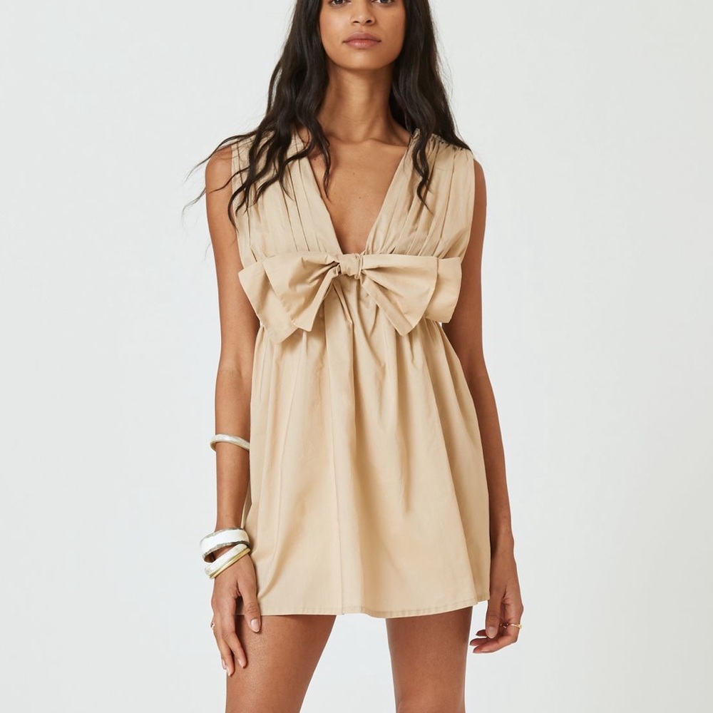 Anthropologie blue tassel Sleeveless Poplin Mini Dress